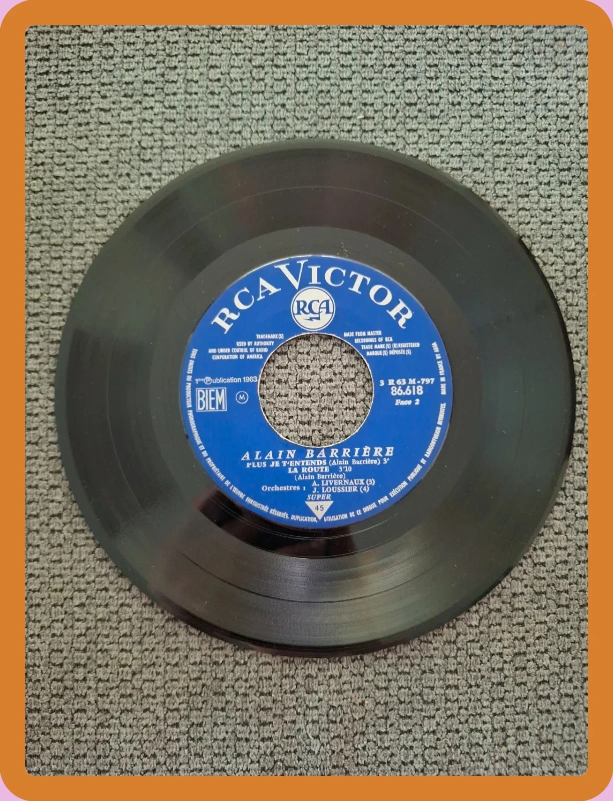 Vinyl Super 45 Toeren - Alain Barrière - Ze was zo mooi (1963) - RCA Victor – photo 3